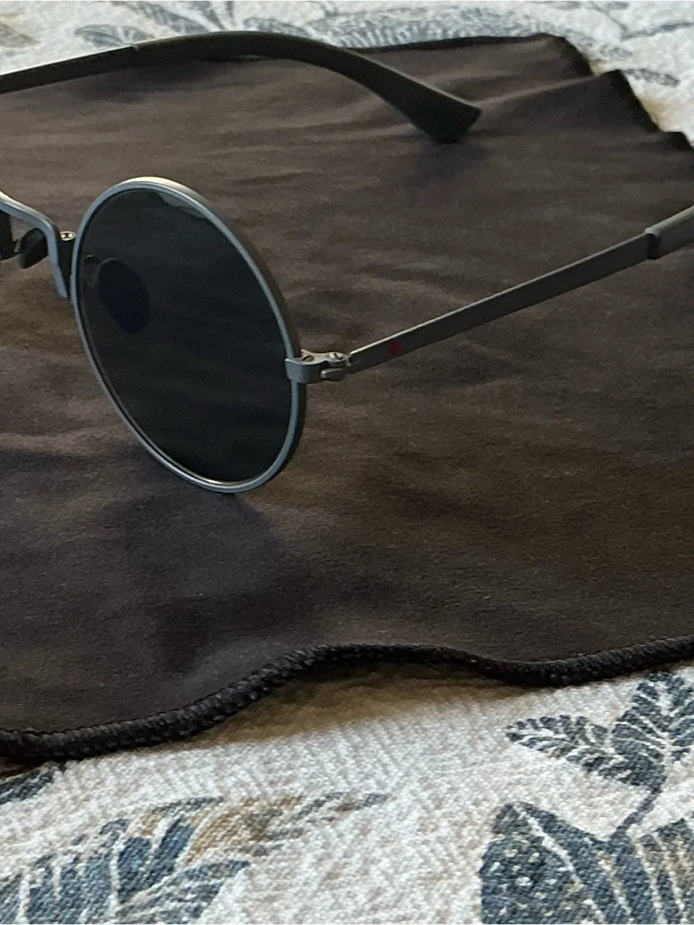 Kiton Round titanium Sunglasses in gray with Dark Lenses